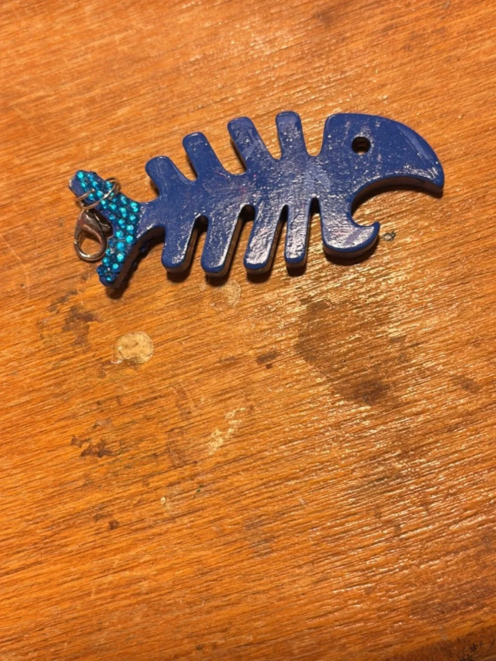 Blue Fishbone Charm with Sparkling Accent for Pets